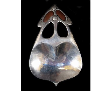 A 20th century Arts and Crafts style silver caddy spoon, created for Liberty & Co's CYMRIC range, overall weight 0.875toz, 8.