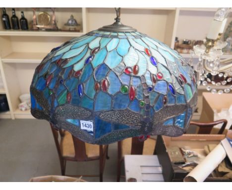 A Tiffany style glass ceiling light fitting - 53 cm x 25 cm deep