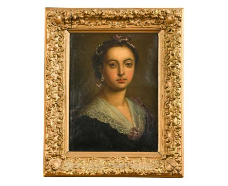 Continental School, 19th century Portrait of a lady wearing pearl earringsoil on canvas27 x 20.5cm37 x 31cm framed