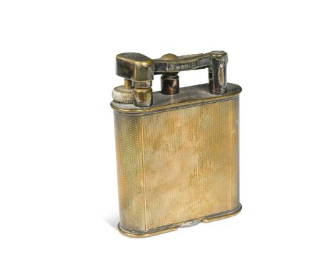 Dunhill, a silver plated giant table petrol lighter, circa 1930's,  of typical form, the body with an engine turned body, pat