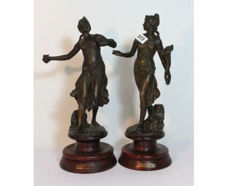 A pair of Art Nouveau spelter figures, H40cm