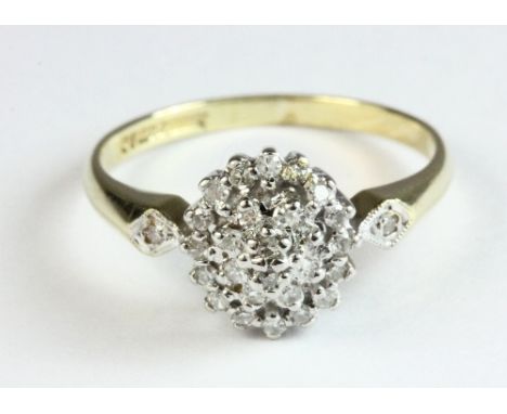 A 9ct gold diamond cluster ring, size M