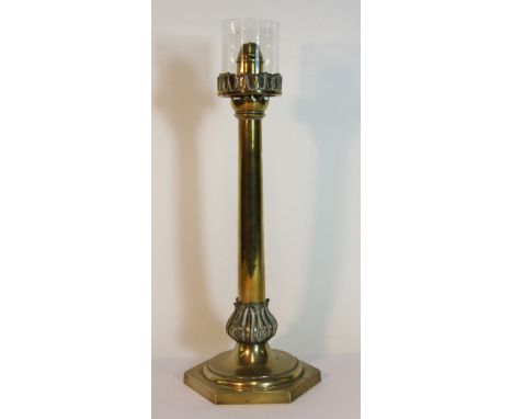 An attractive brass candlestick and cover, H44cm