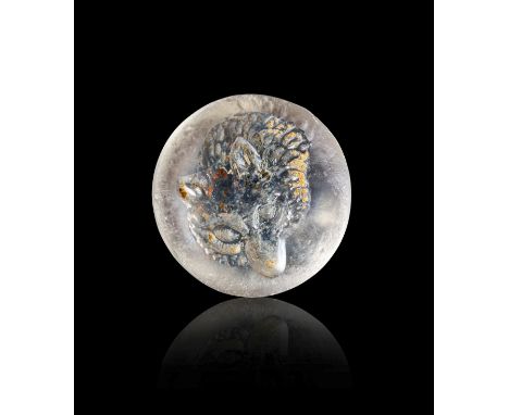 This remarkable Roman artifact, dating to the 2nd - 3rd century AD or later, is a concave rock crystal intaglio featuring a d