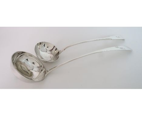A SILVER SOUP LADLE by Benjamin Davis, London 1832, fiddle patter with oval bowl, the terminal monogrammed "Y", 34cm long wit