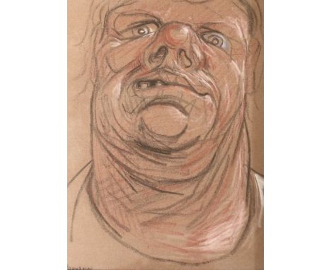 •PETER HOWSON OBE (SCOTTISH B. 1958) CITY HARD MAN Pastel on glass paper, signed, 29.5 x 21cm (11 1/2 x 8 1/4") Condition Rep