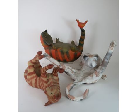A GROUP OF CERAMIC CAT SCULPTURES all unsigned Provenance: The Late Dr Helen. E. C. Cargill Thompson Condition Report: Availa
