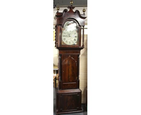 A superb mahogany cased painted dial moon phase longcase clock by Robert Armstrong of Manchester, H. 253cm, (understood to be