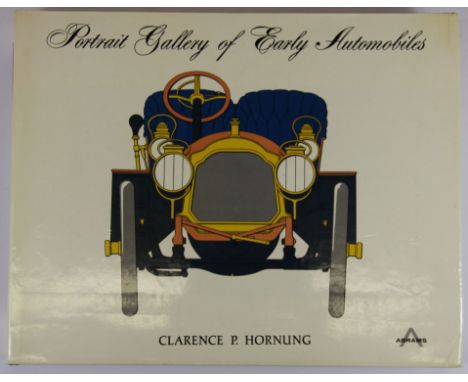 A volume of 'Portrait Gallery of Early Automobiles' by Clarence P. Hornung.