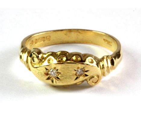 A 22ct yellow gold diamond set ring, (K.5), approx. 3.2g.