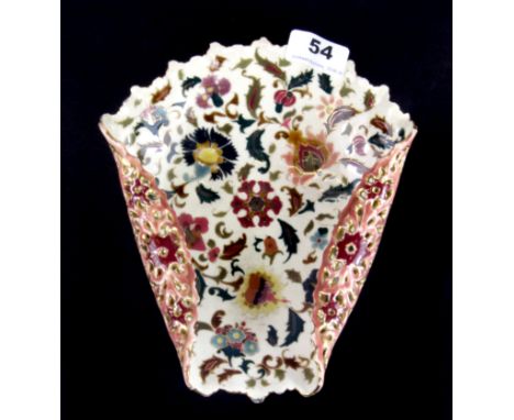 A Zolnay hand painted pierced ceramic bowl, W. 22cm.