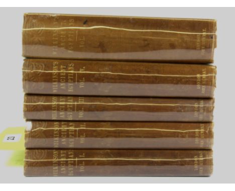 Five volumes of The Manners and Customs of The Ancient Egyptians by Sir Gardner Wilkinson, 3rd edition with 600 plates and wo