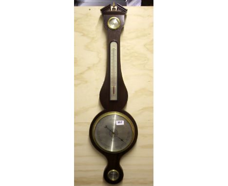 A 20th Century mahogany cased aneroid barometer and thermometer, H. 94cm.