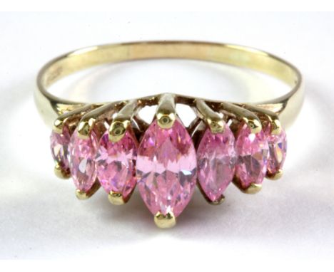 A 9ct yellow gold stone set ring, (R.5).