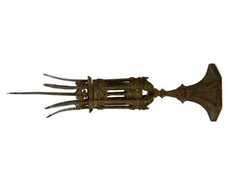 A 19th Century cast soft metal monstrance miniature replica of a lantern made for the Palazzo Strozzi, Florence in 1500's, H.