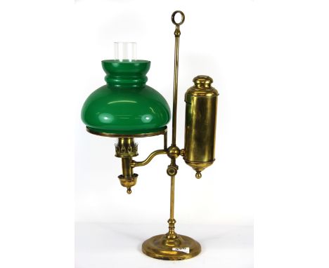 An adjustable brass oil lamp, H. 55cm. Prov. Bynon Estate.
