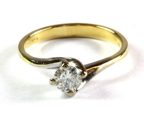 An 18ct yellow gold diamond set solitaire ring, approx. 0.50ct, (M.5).