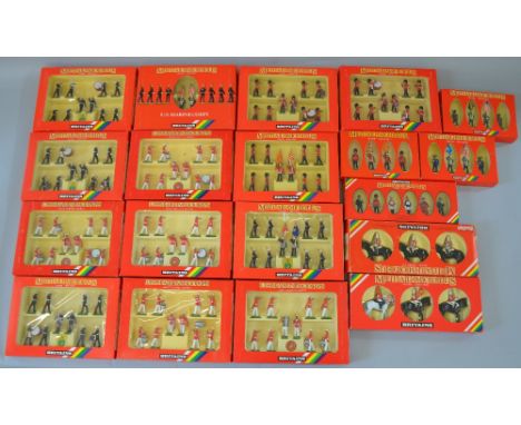 Britains. Metal Models. 19 x Hand painted figure sets. Includes 7206 Scots Guards, 7207 Scotts Guards, 7305 US Marine Corps, 