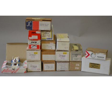 17 assorted part-built model kits, metal and plastic, includes examples by Starter, SMTS, Marsh Models Arena Modelli, Bosica,