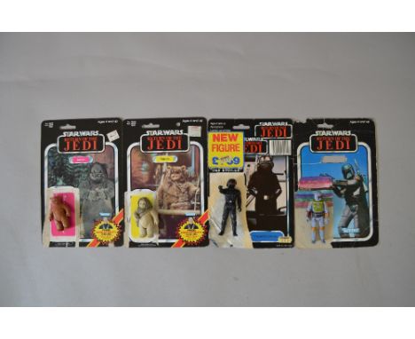 4 Vintage loose Star Wars figures together with cardbacks