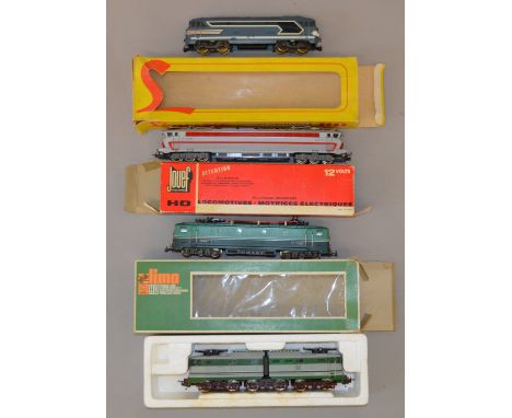 H0 Scale. 4 x locomotives. Includes Lima articulated pantograph electric, Jouef SNCF pantograph electric 2 tone green, Lima S