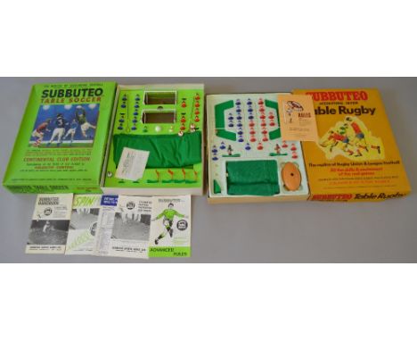 5 Vintage assorted Subbuteo sets including Rugby International Edition, Table Cricket/ Test Match Edition and Soccer Club Edi