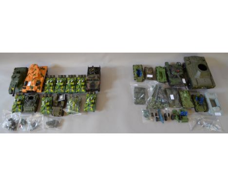Quantity of assorted military model vehicles of varying scales and manufacturers including Cherilea examples. 