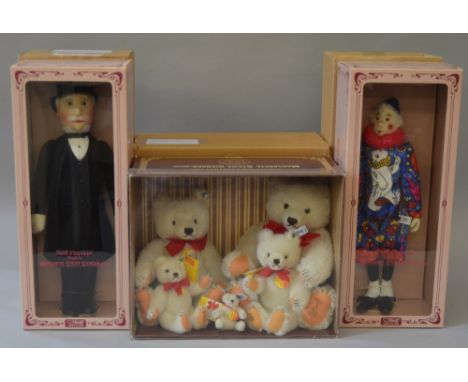 7 Steiff dolls and bears including replicas. Mostly boxed Limited Editions including Original Teddy Bear set and Roly-Poly Cl