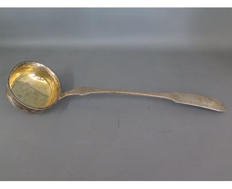 A large silver ladle of fiddle back design - Length 42cm - Weight approx. 11 troy oz
Condition report: In tarnished condition