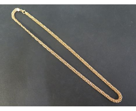 A fancy-link necklet - With marks indicating 9ct gold - Length 51cms - Weight approx 10.5gms
Condition Report: Good - With li