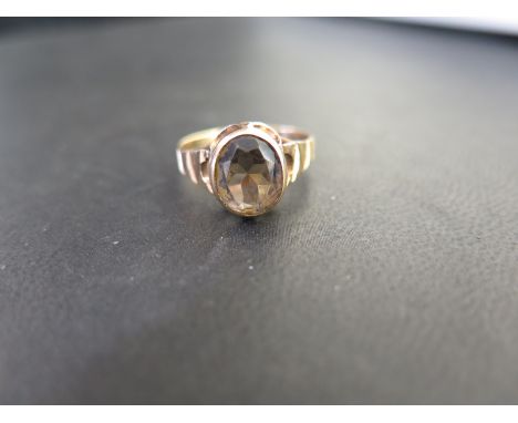 A 9ct gold smokey quartz single-stone ring - Hallmarked Birmingham - Ring size R - Weight approx 2.6gms
Condition Report: Goo