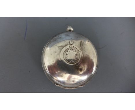 A full Hunter pocket watch .875 cased hallmarked silver, white enamel dial with arrow markers, subsidiary second hand at 6 o'