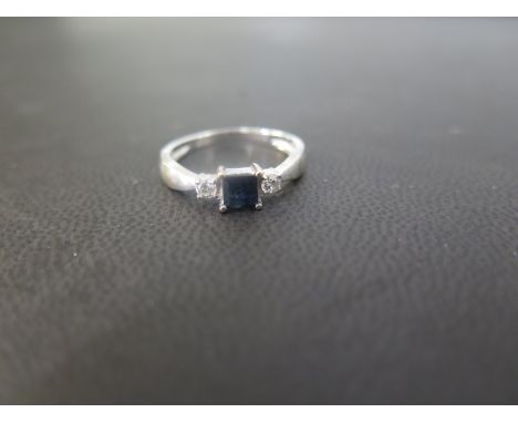 A 9ct gold sapphire and diamond three-stone ring - Hallmarked Edinburgh - Ring size M - Weight approx 2.1gms
Condition Report