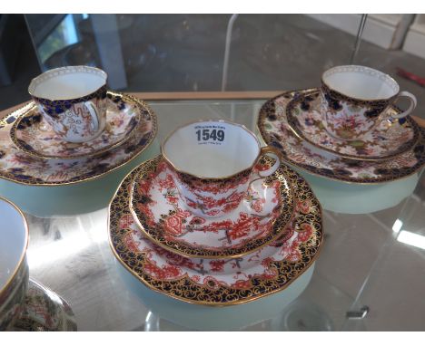 Two Royal Crown Derby cups, saucers and plates pattern no. 3788 circa 1900 and a later cup, saucer and plate - 9 items 
Condi