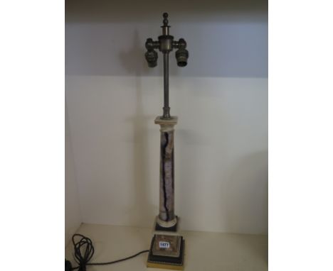 A Blue John column table lamp on a gilt metal base - Height 72cm in total - some chipping and signs of old repairs
Provenance