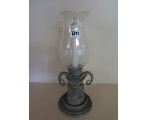 A 20th century MIKA rams head candle stick with tulip glass insert - Height 37cm
Provenance: Sherford House, Bromyard