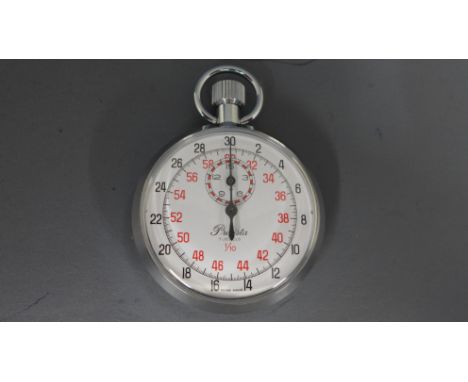 A circa 1980's British Military stopwatch by Precista marked to back 6645-99-910-1002 6064/88, white enamel dial with Arabic 