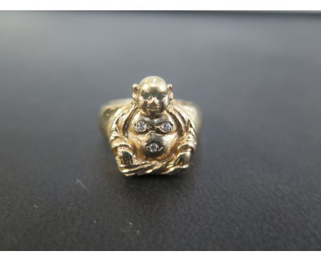 A 9ct gold paste-set Buddha ring - Hallmarked Sheffield - Ring size Q - Weight approx 9.3gms
Condition Report: Good 