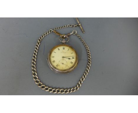 A silver hallmarked open faced pocket watch by H. Samuel of Manchester Roman numerals to white enamel dial with subsidiary se