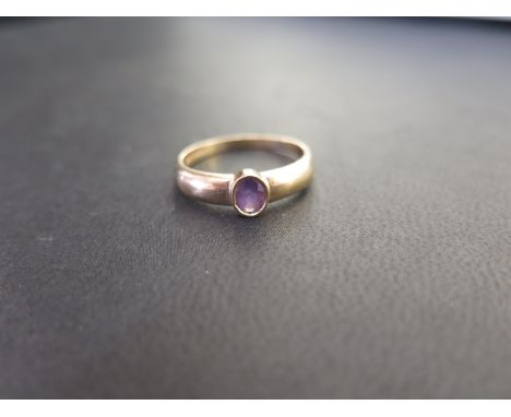 An amethyst single-stone ring - Hallmarked Birmingham - Ring size R - Weight approx 2.8gms
Condition Report: Good - With ligh