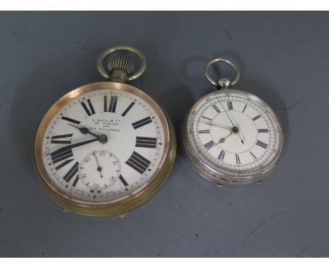 A large pocket watch, Roman numerals to white enamel dial with subsidiary second hand at 6 o'clock, marked A. Davis & Co, 10 