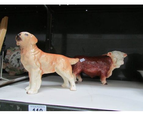 A Melba ware bull and a labrador.