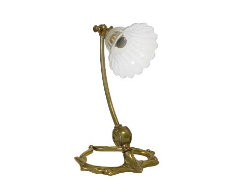 W.A.S Benson (1854-1924): An Arts &amp; Crafts Brass Table Lamp, circa 1900, model No.1139, with laurel wreath and berries ba