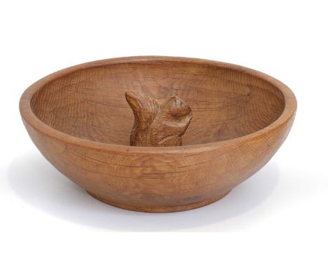 Squirrelman: Wilfrid Hutchinson (1936-2013) (Husthwaite): An English Oak Fruit Bowl, tooled interior and exterior, with carve