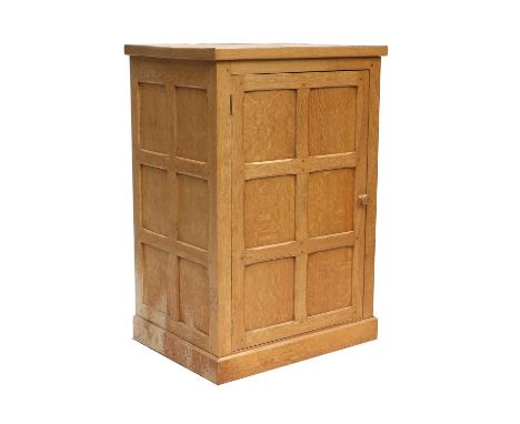 Cat and Mouseman: Lyndon Hammell (1954-2015) (Harmby): An English Oak Panelled Cupboard, the adzed top, above a door, with tw