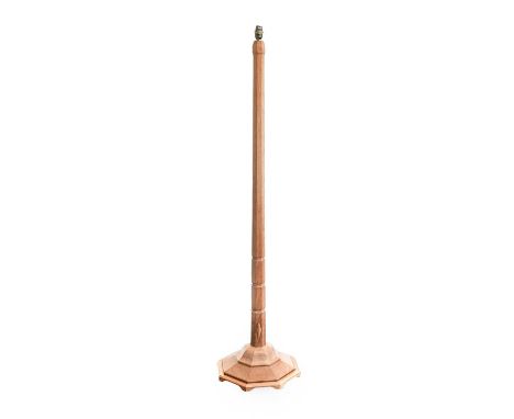 Lizardman: Derek Slater (b.1945) (Easingwold): An English Oak Standard Lamp, the tapering octagonal column, on a stepped octa