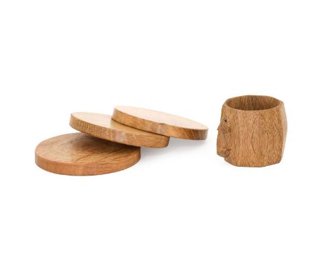 Workshop of Robert Mouseman Thompson (Kilburn): An English Oak Napkin Ring, of standard octagonal form, monogrammed J.L.P, wi