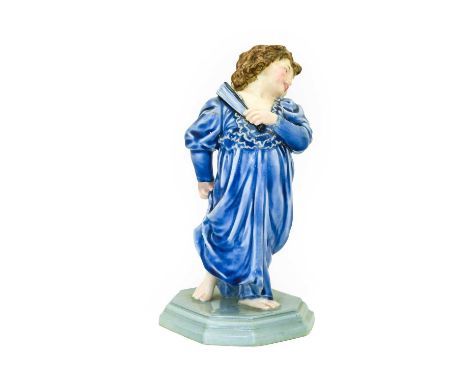 William White for Royal Doulton: A Rare Ceramic Figure The Coquette HN 20, 1913-1938, the child with blue dress holding a blu