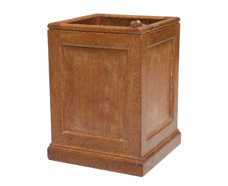 Workshop of Robert Mouseman Thompson (Kilburn): An English Oak Waste Paper Bin/Umbrella/Stick Stand, 1958, square section for