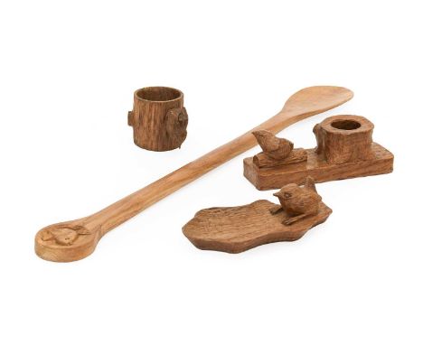 Wren Cabinet Makers: Bob Hunter (Thirlby): An English Oak Match Holder, with tree trunk holder and strike to underside, with 